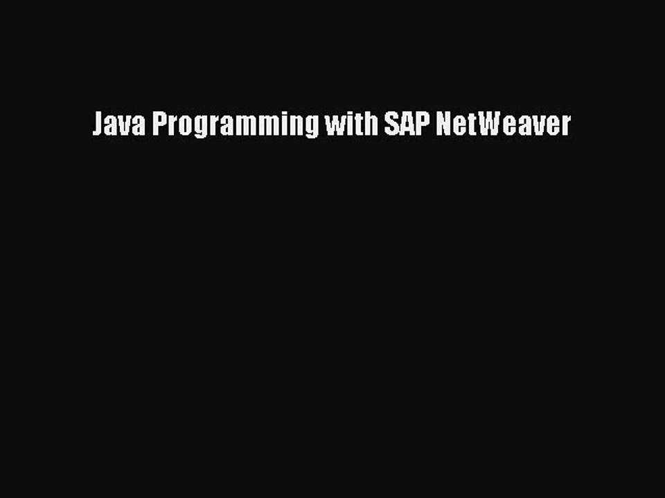 Download Java Programming with SAP NetWeaver PDF Free