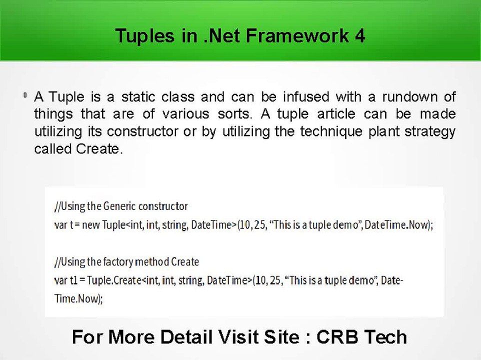 Introduction of Tuples in .Net Framework 4