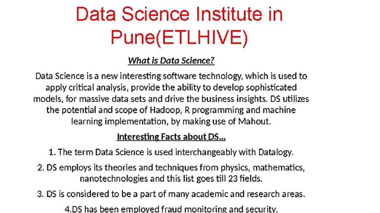 Data Science Institute in Pune.