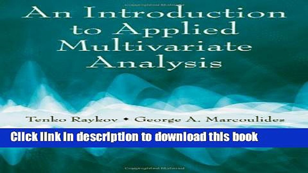 PDF  An Introduction to Applied Multivariate Analysis  Free Books