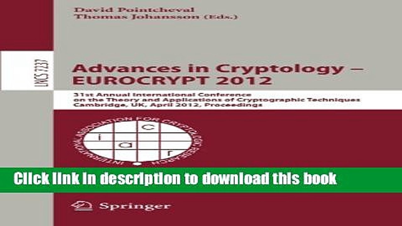 Books Advances in Cryptology -- EUROCRYPT 2012: 31st Annual International Conference on the Theory