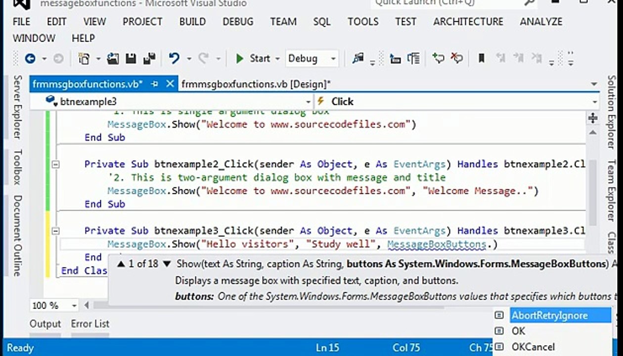 Messagebox function in VB.NET