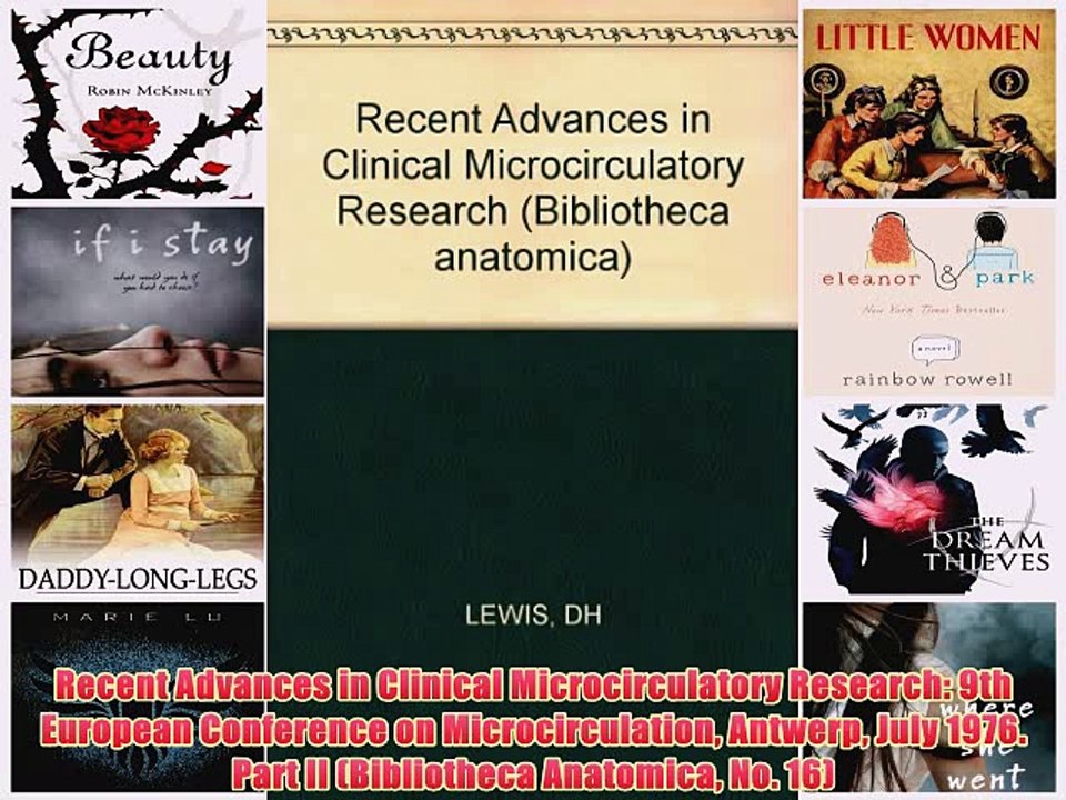 [PDF] Recent Advances in Clinical Microcirculatory Research: 9th European Conference on Microcirculation