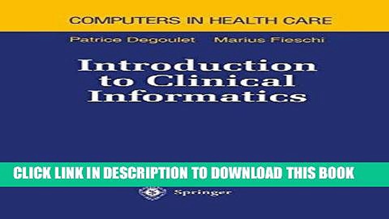 [PDF] Introduction to Clinical Informatics (Health Informatics) Popular Collection