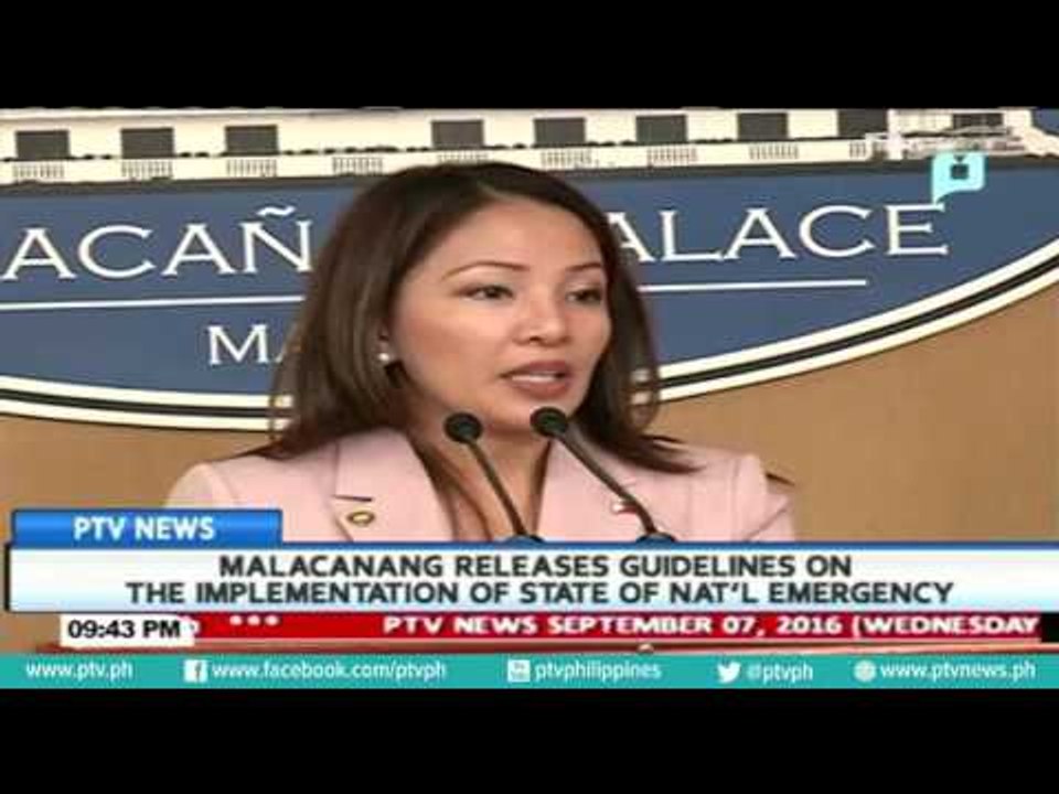 Malacañang releases guidelines on the implementation of State of National Emergency