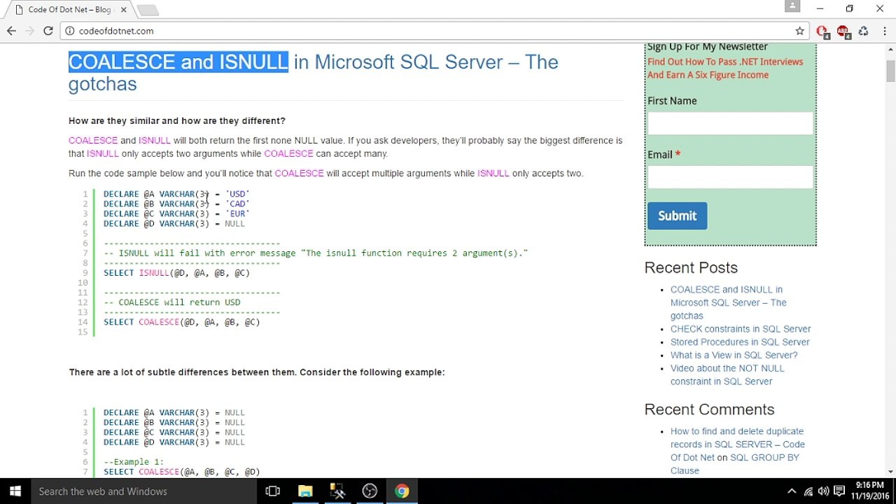 Shocking differences that few people know between ISNULL and COALESCE - MS SQL Server