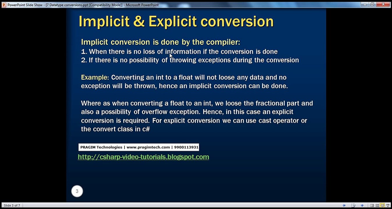 Part 7 C# Tutorial Datatypes conversion