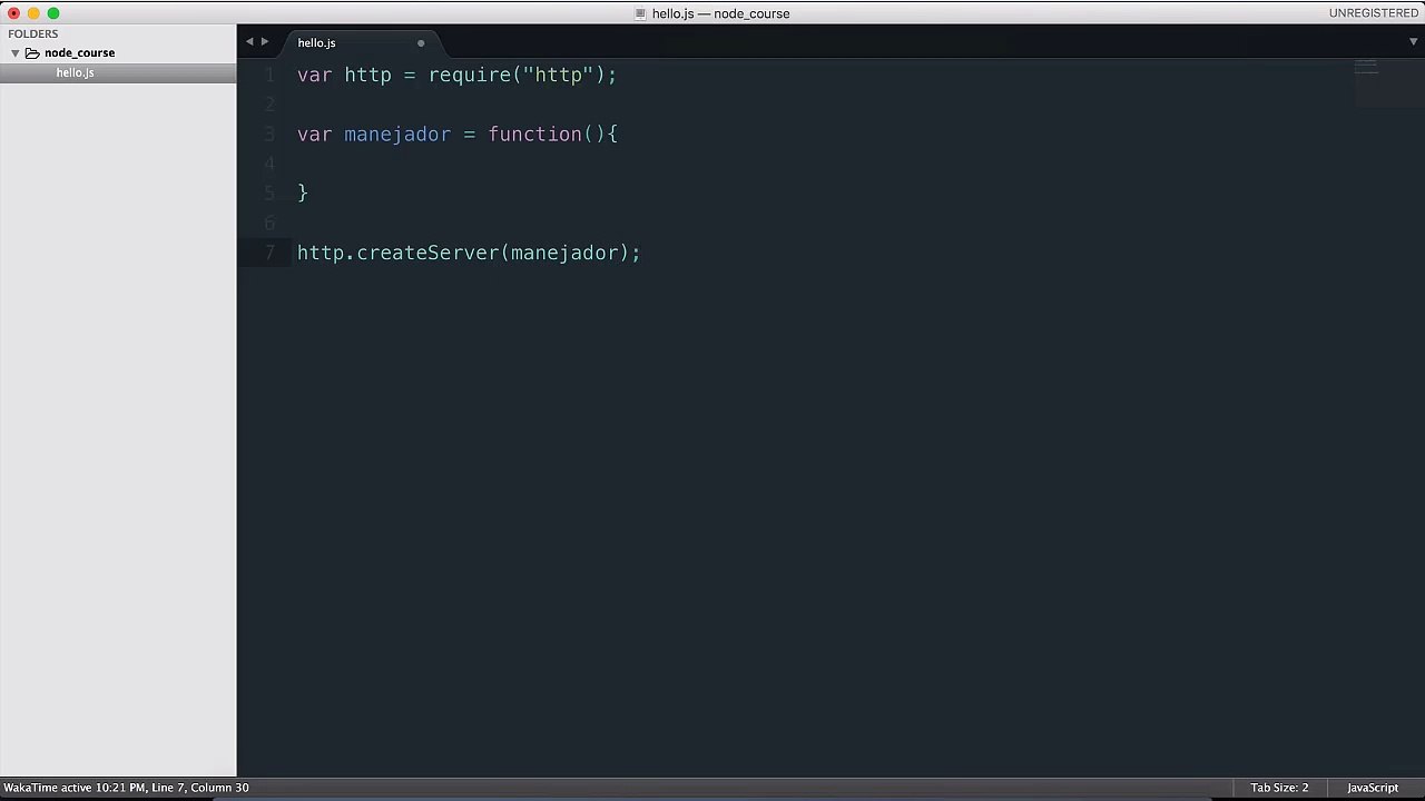 curso de node.js hola mundo 2