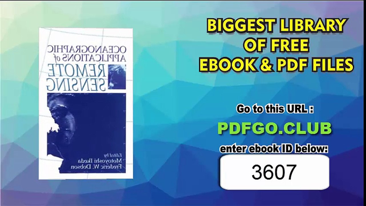 Oceanographic Applications of Remote Sensing 1st Edition