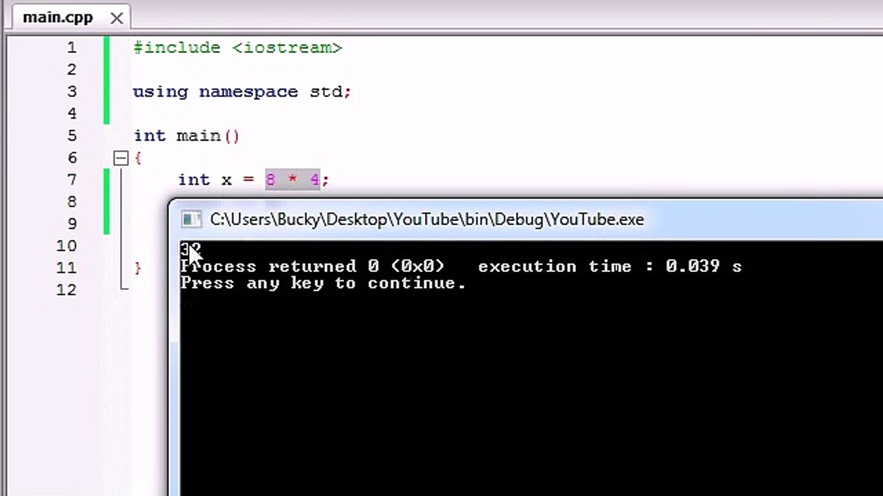 C++ Programming Tutorials - 7 - Basic Arithmetic