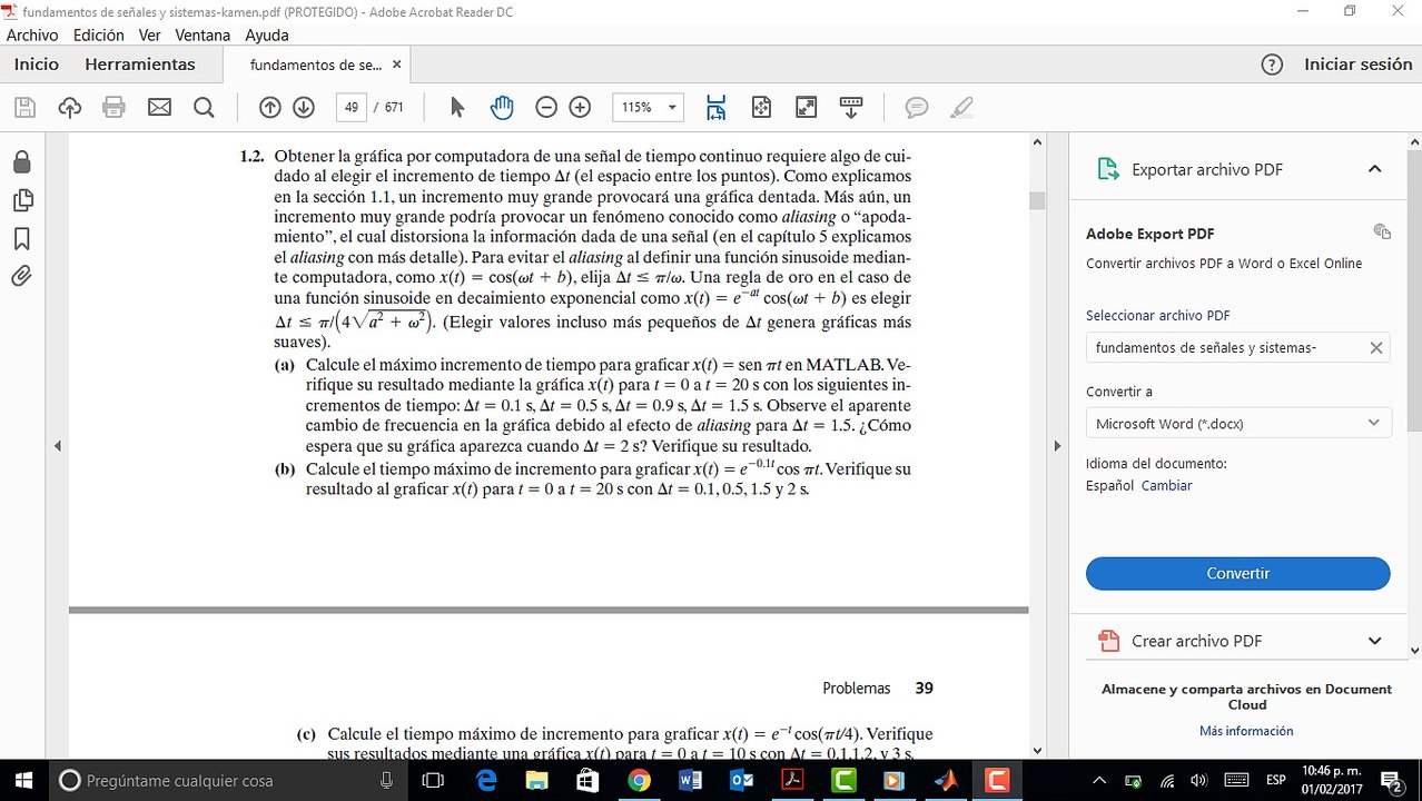 Problema 1.2 Matlab