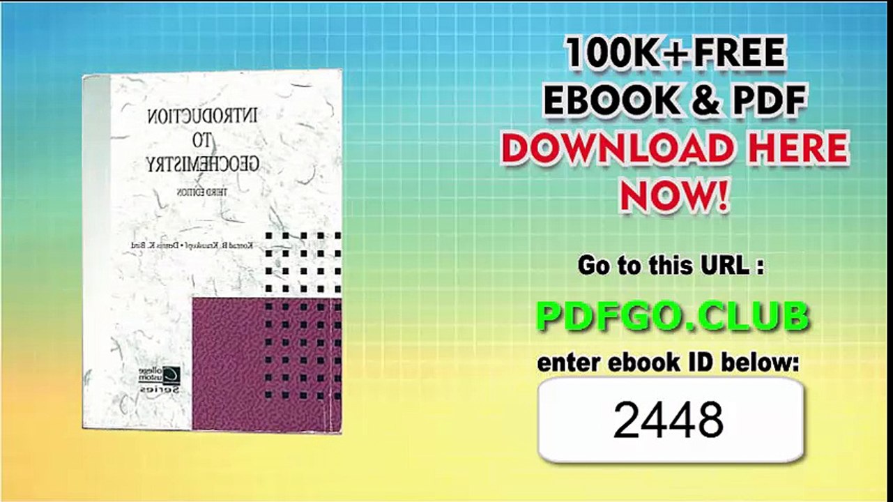 Introduction to Geochemistry 3rd Edition