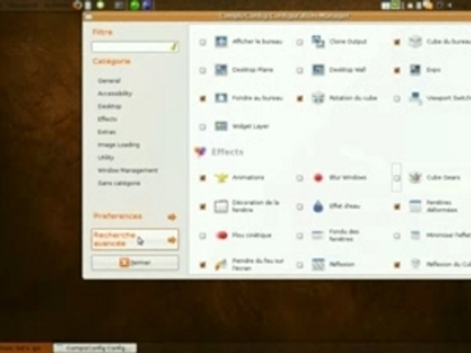 Configuration Compiz-fusion