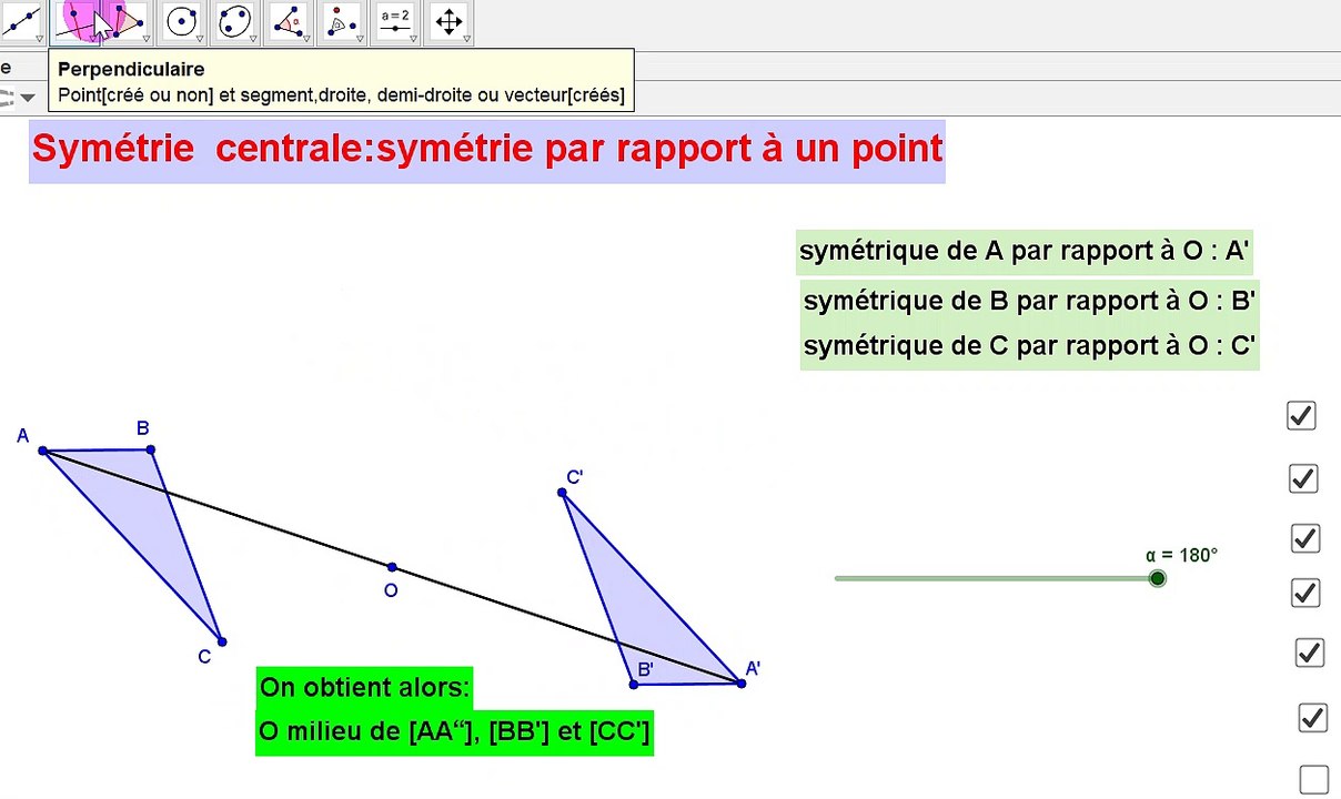 définition symétrie centrale