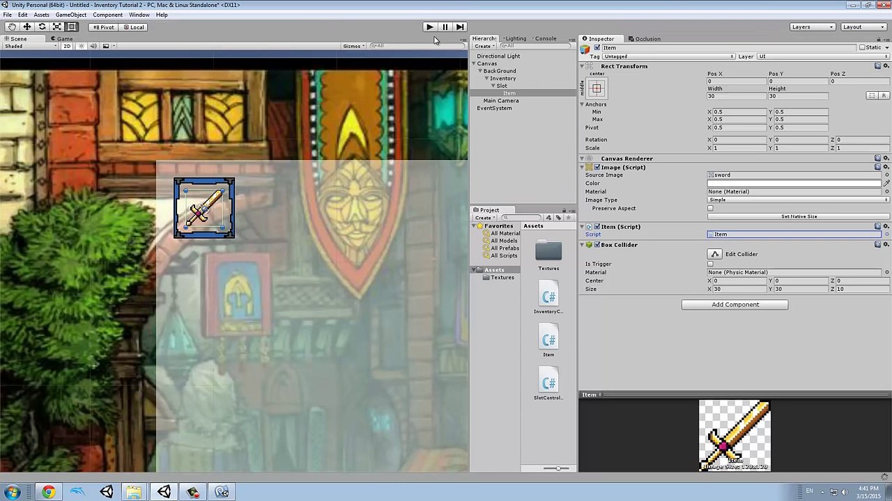 Unity 5 - Inventory System 02 (Dragging Items)