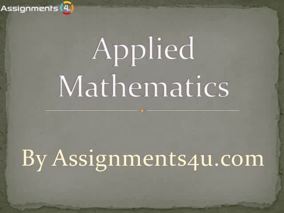 Applied Mathematics Mathematics Help