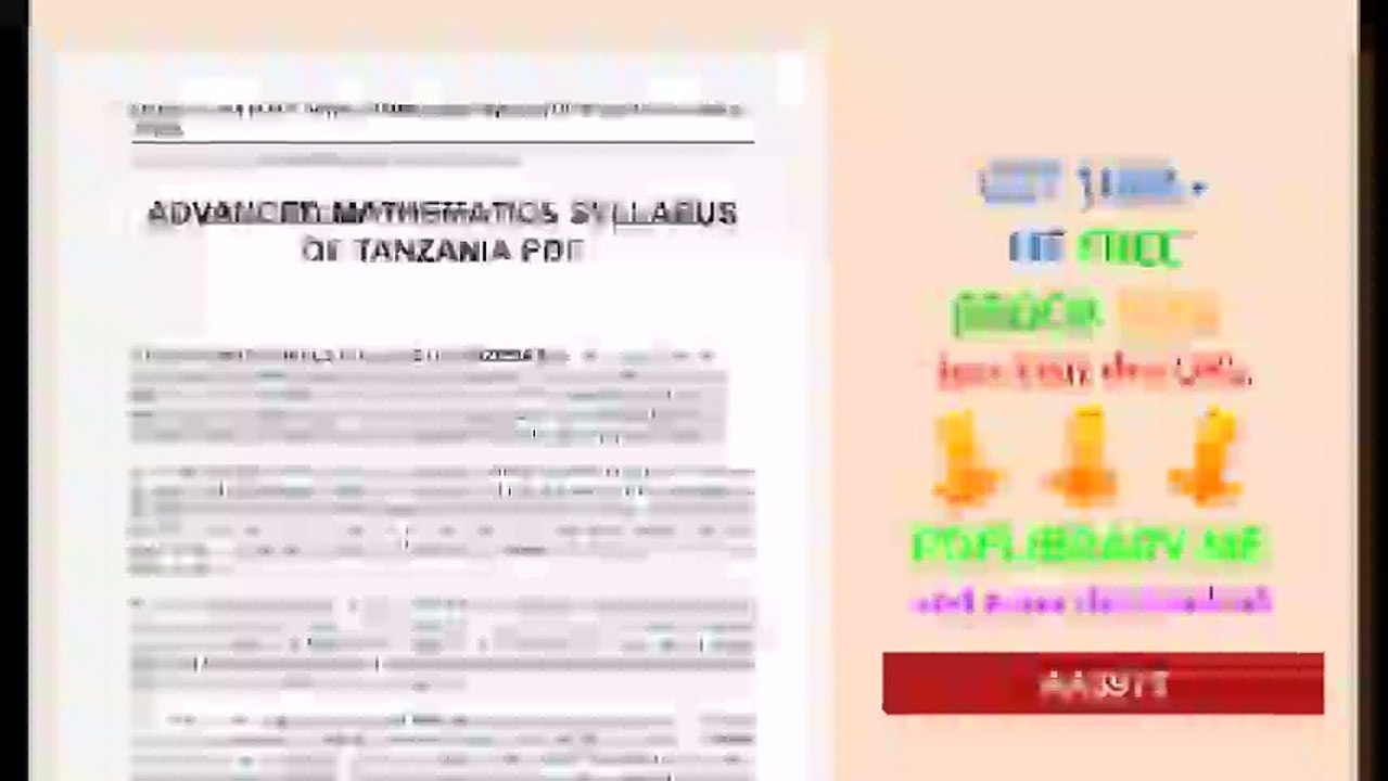 Advanced Mathematics Syllabus Of Tanzania