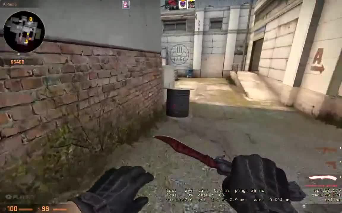 He sees him trying to save his weapon, but then