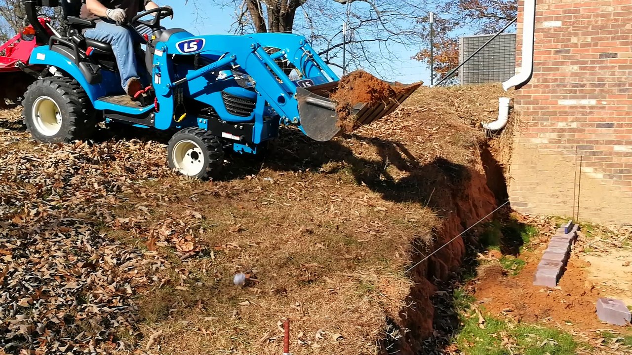 Building a Retaining Wall with my LS MT125 Tractor (Part 1)
