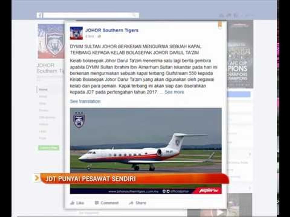 JDT punyai pesawat sendiri