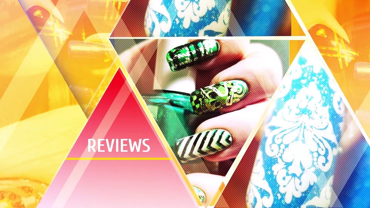 Blue Stamped Gradient Nails