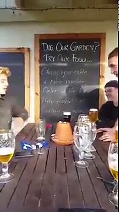 A strength challenge prank between friends.