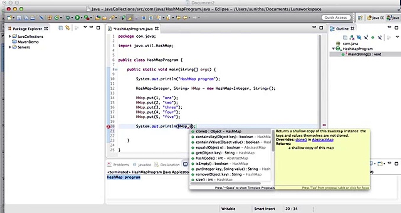 Hashmap in java with example program