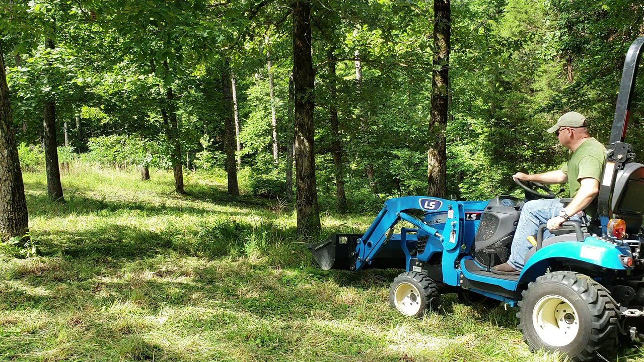 LS MT125 Tractor Cutting Mrs. Ruth's Pasture with Rotary Cutter