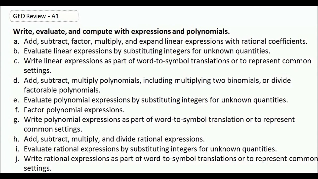 GED Study Guide Math  Solving Linear Expressions Part 3