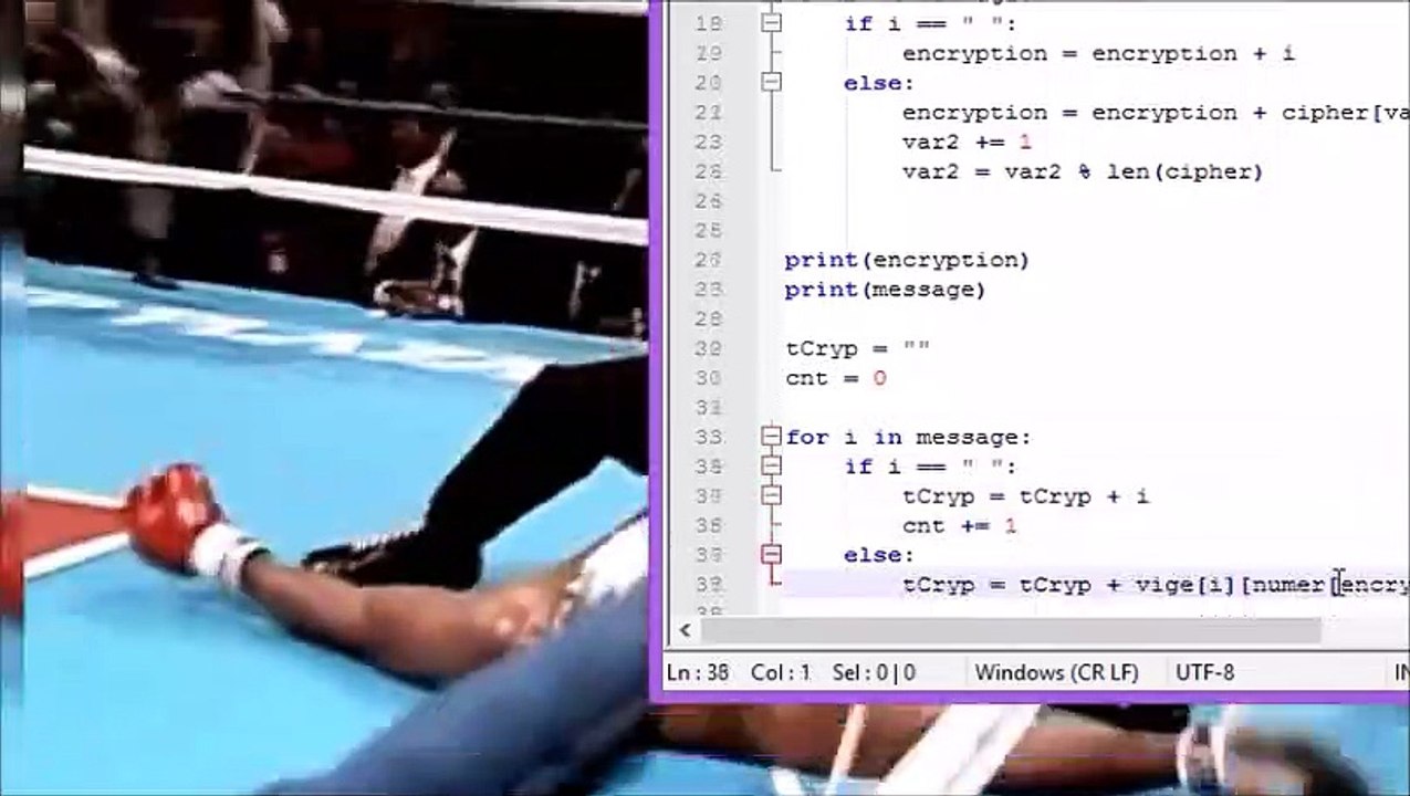 Vigenere Encryption Tutorial "Knockout" | CPython 3.6