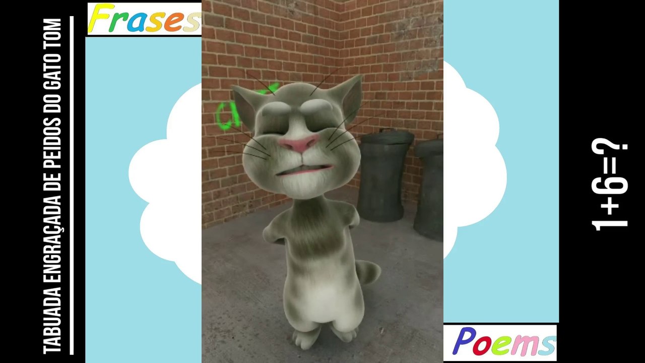 Tabuada engraçada de peidos do gato tom: 1+6=? [Frases e Poemas]