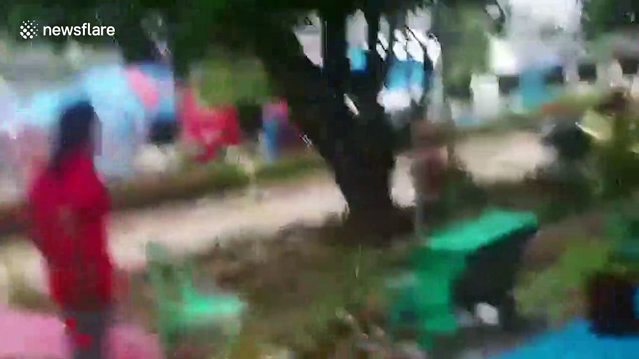 Storm destroys shelters used by Philippines earthquake victims