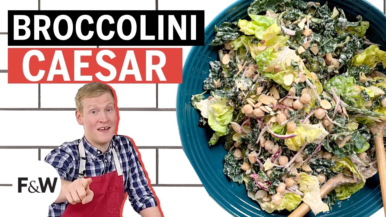 Broccolini Caesar with Kale & Chickpeas
