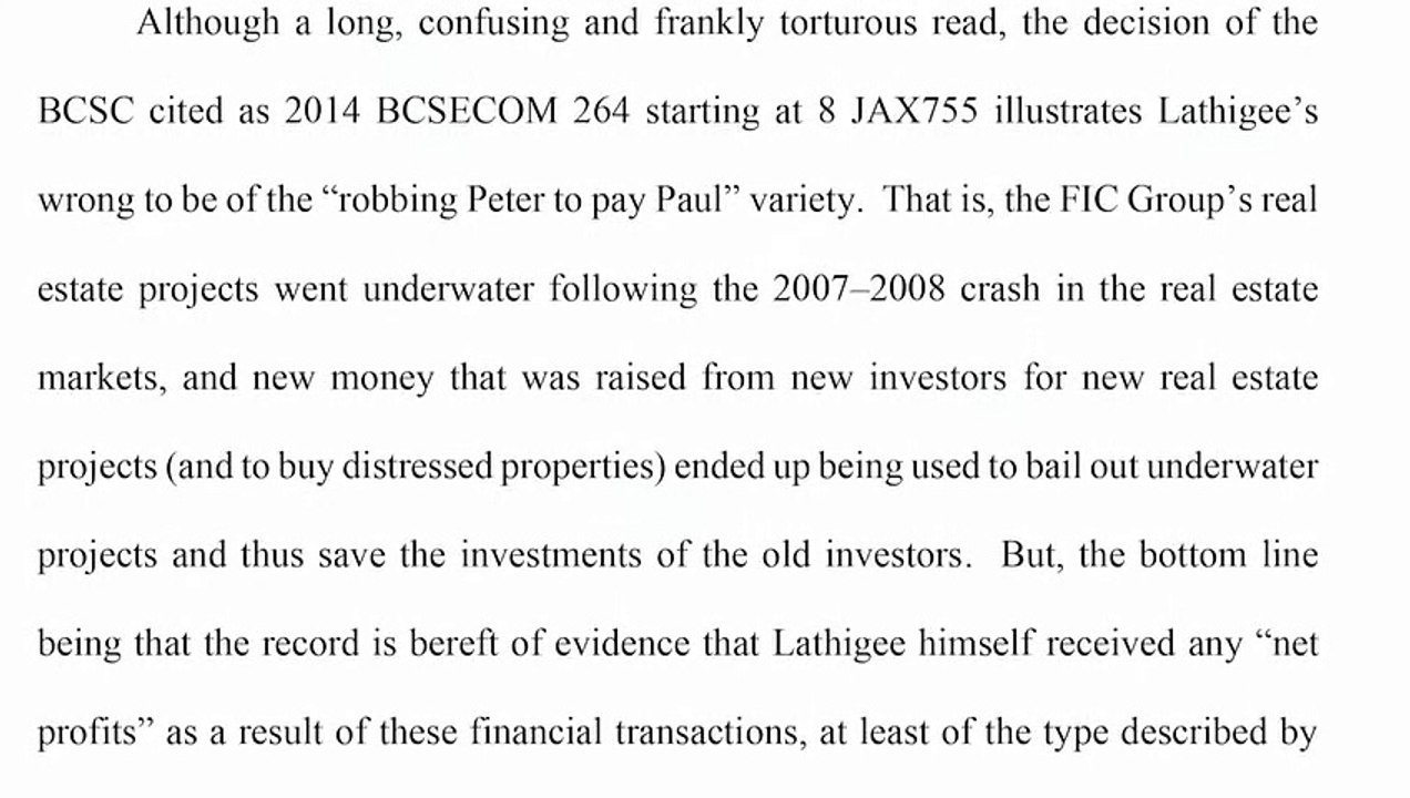 Mike Lathigee | British Columbia Securities Expert Witness Admits Michael Lathigee Had No Personal Gain