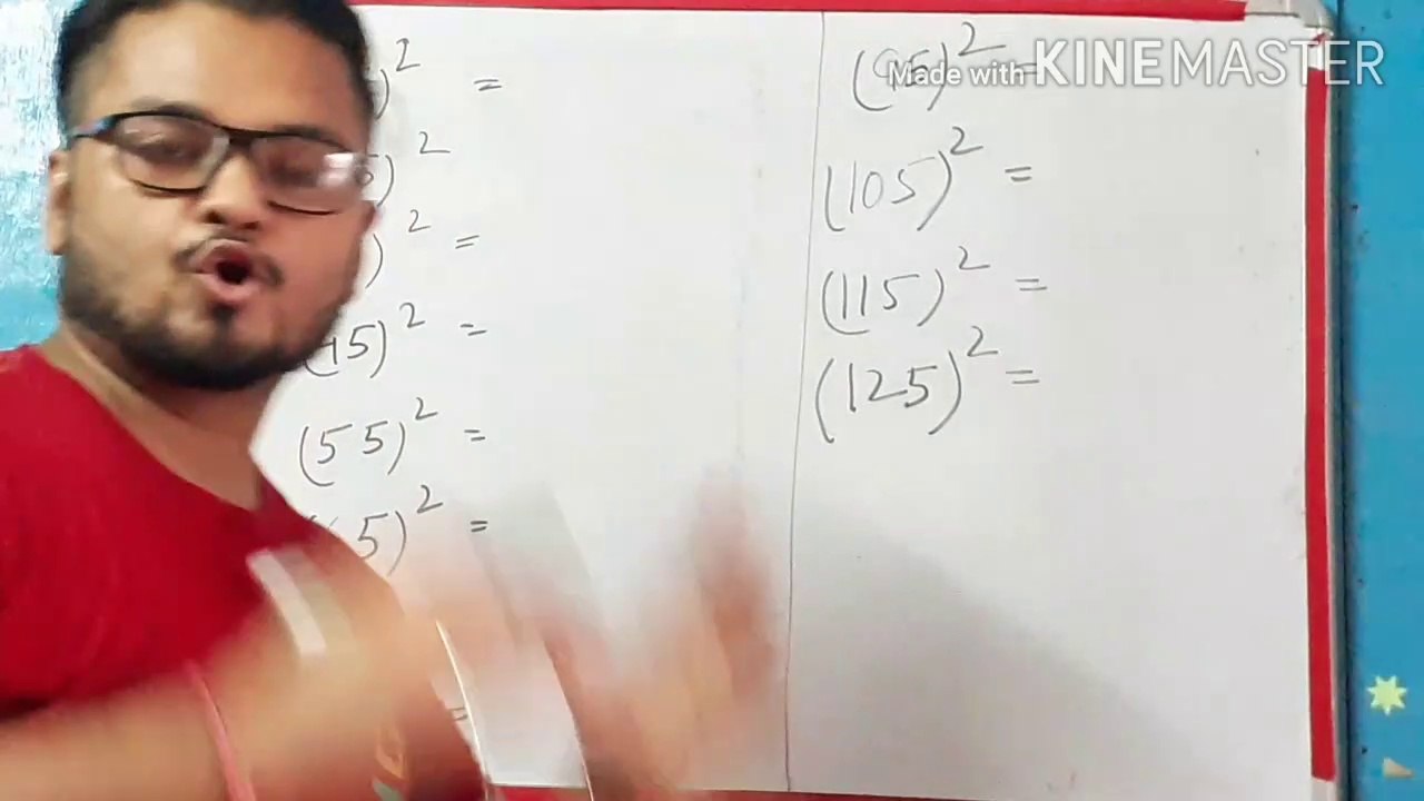 TO FIND SQUARE OF 2 AND 3 DIGIT NUMBER ENDING WITH 5 WITHOUT MULTIPLICATION WITHIN 5 SECONDS.