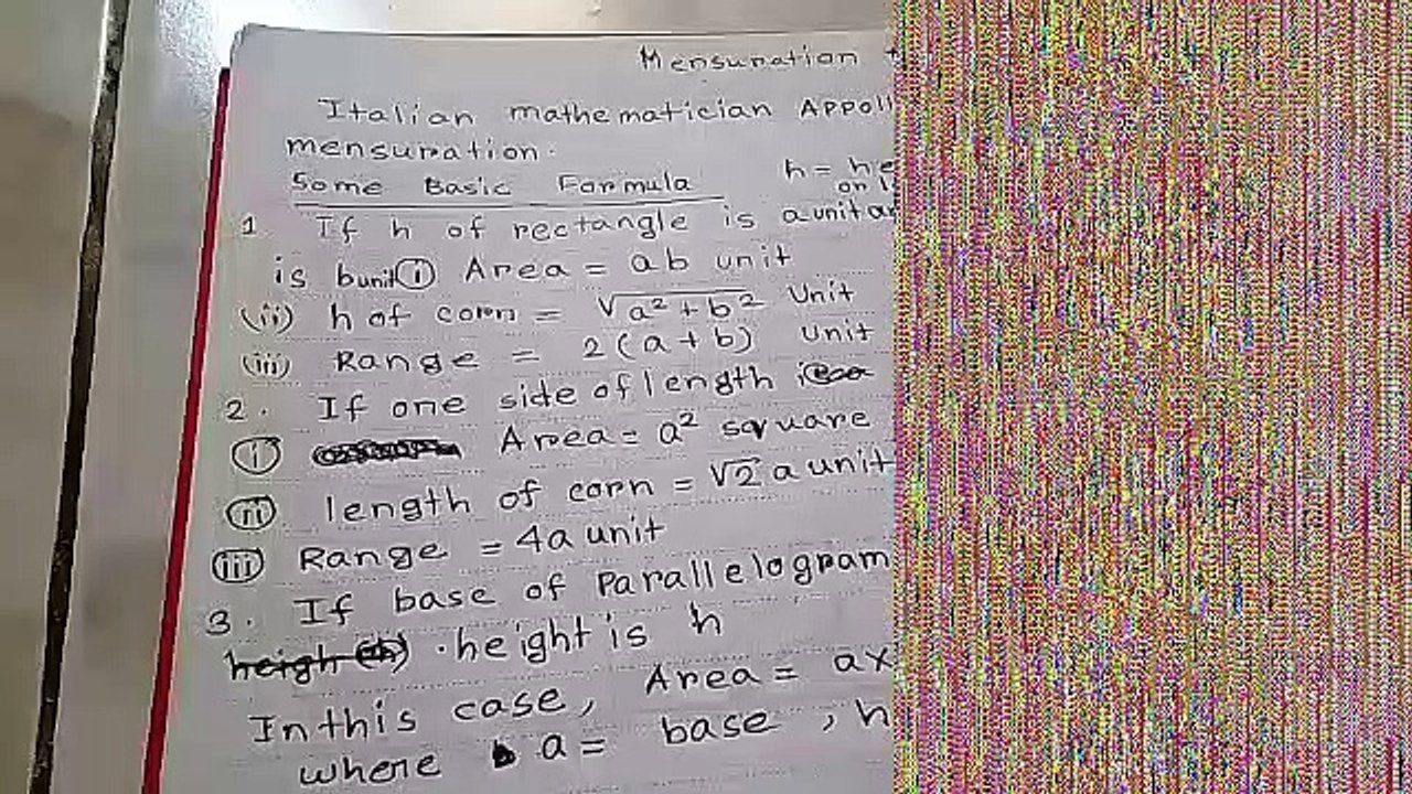 Basic Formula of Mensuration