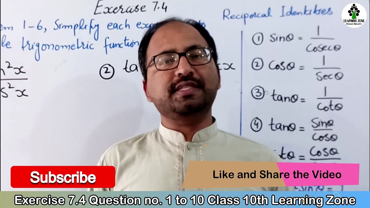 Class 10 Math PTB Unit 7 Exercise 7.4 Question no. 1 to 10 II Trigonometric formulas II Learning Zone.