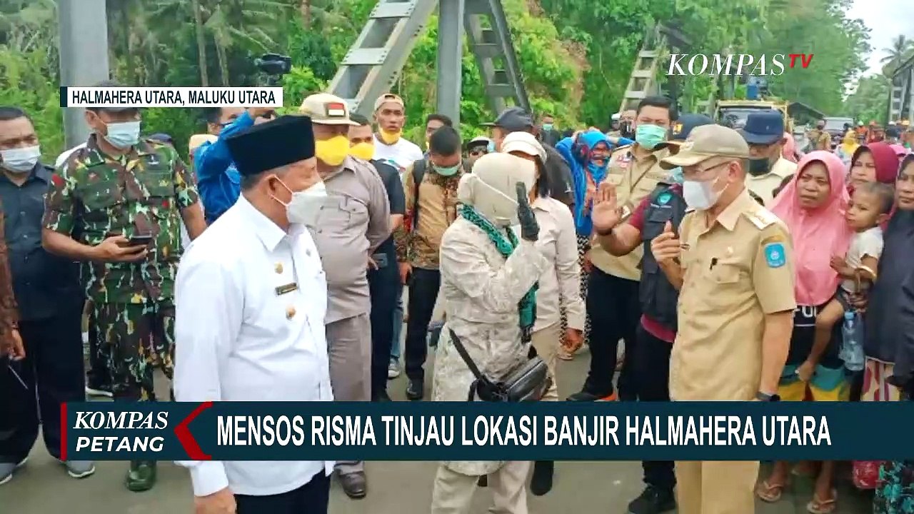 Mensos Risma Tinjau Lokasi Banjir Halmahera Utara