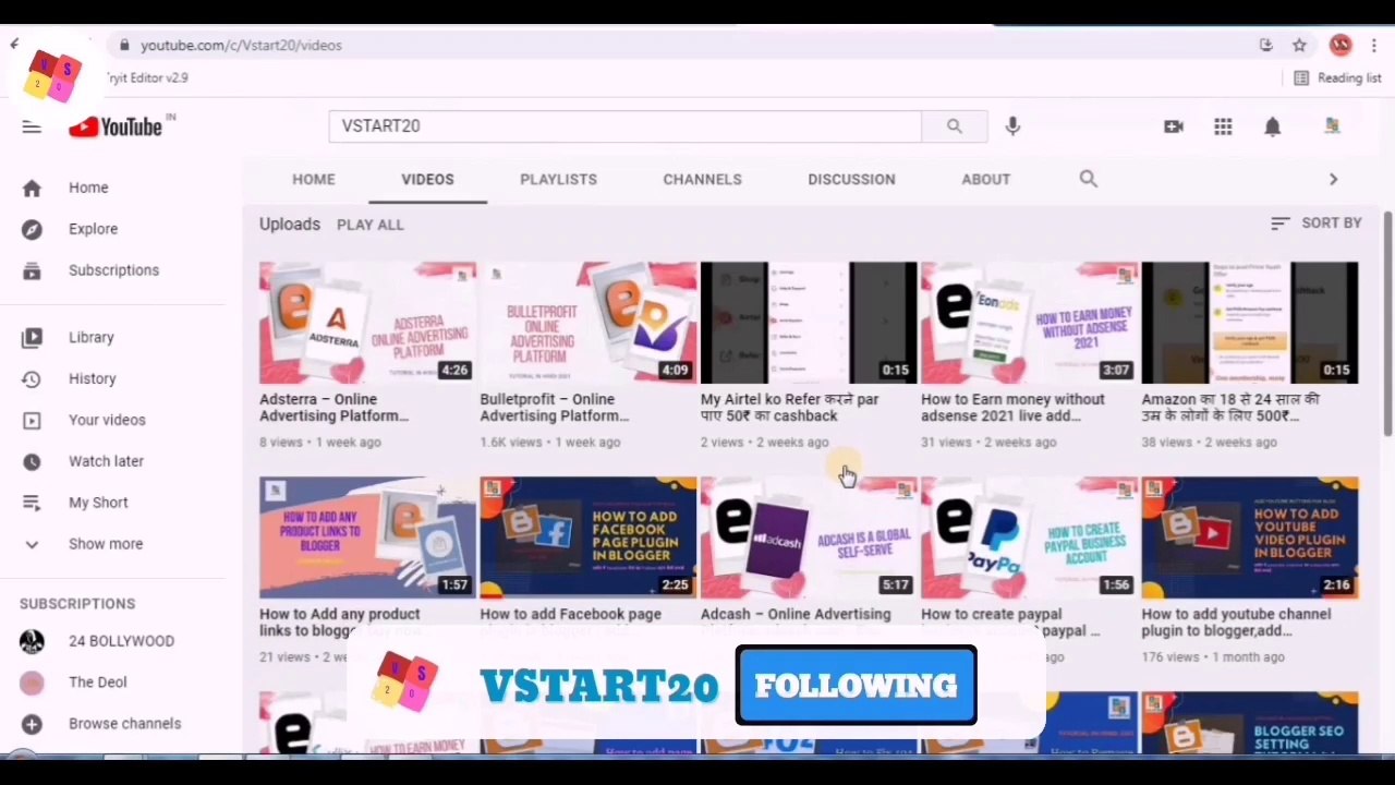 Blogger ke Side bar me YouTube channel ko kaise add kare