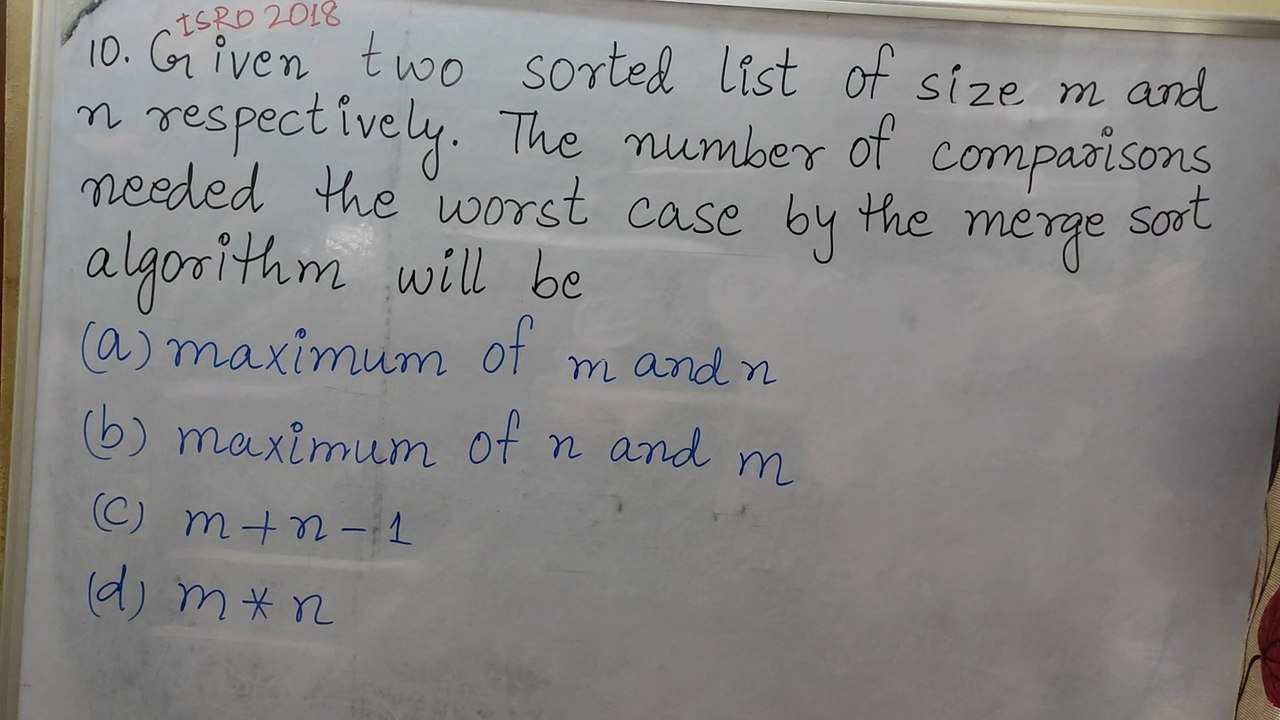 Merge Sort Algorithm ISRO 2018 PYQ