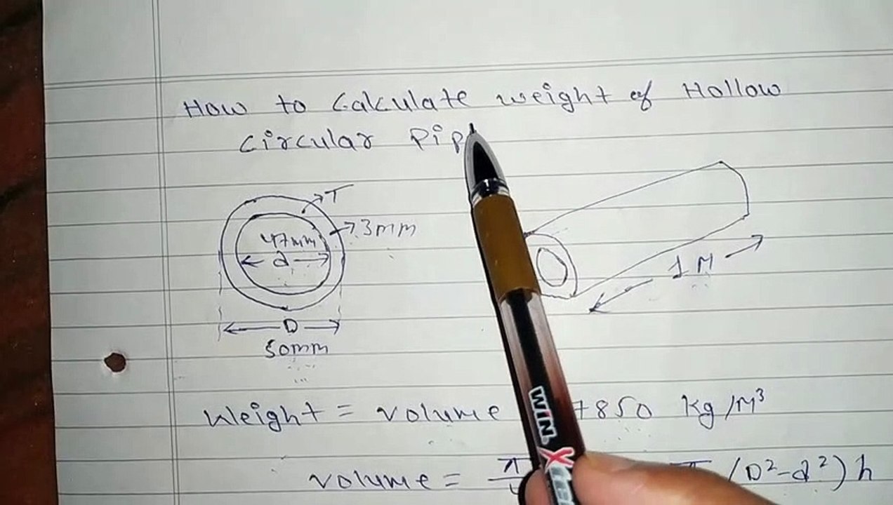 How to calculate weight of hollow circular pipe
