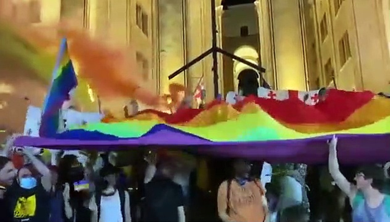 Manifestação LGBTQ Tbilissi Geórgia