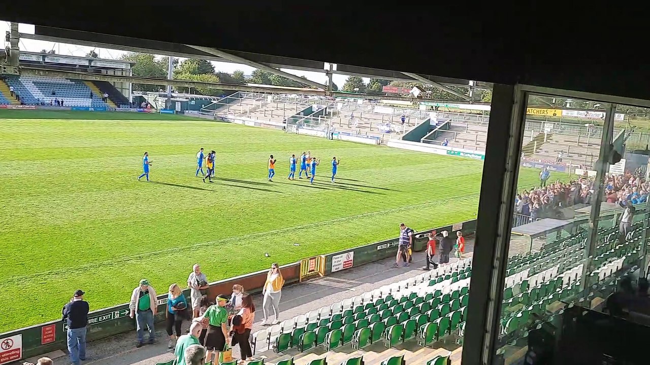 Post-match celebrations at Yeovil.