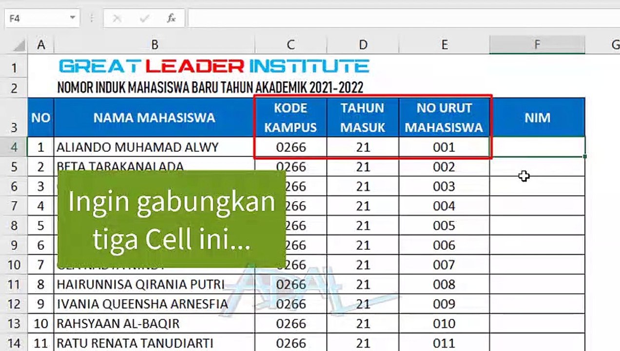 Ms Excel Basic Tips (combine cells)