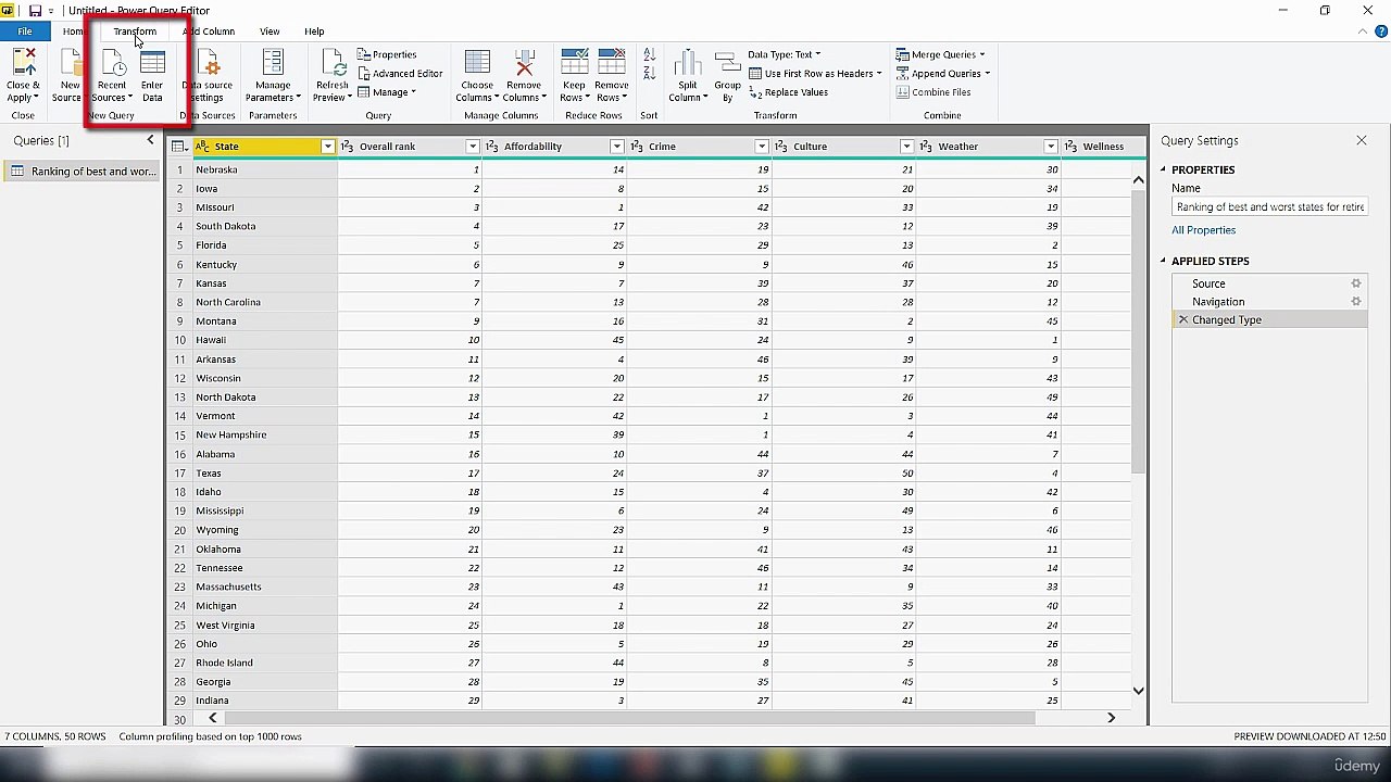 Clean and transform data Part 1