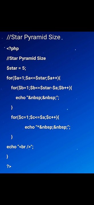 PHP Script for Star Pyramid Pattern ⭐