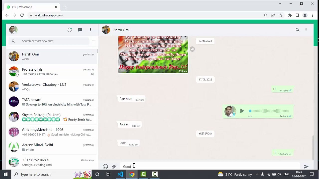 Send message to multiple contacts in Whatsapp