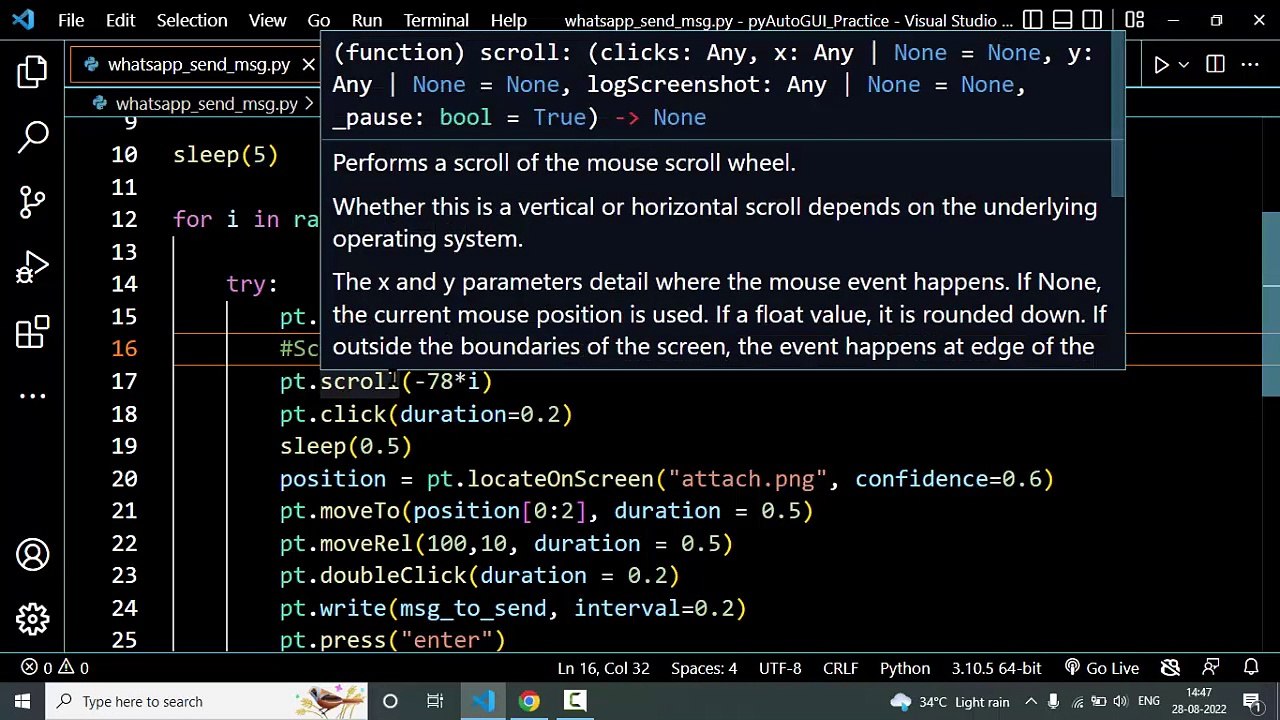Python Code - Sending message to multiple contacts in Whatsapp