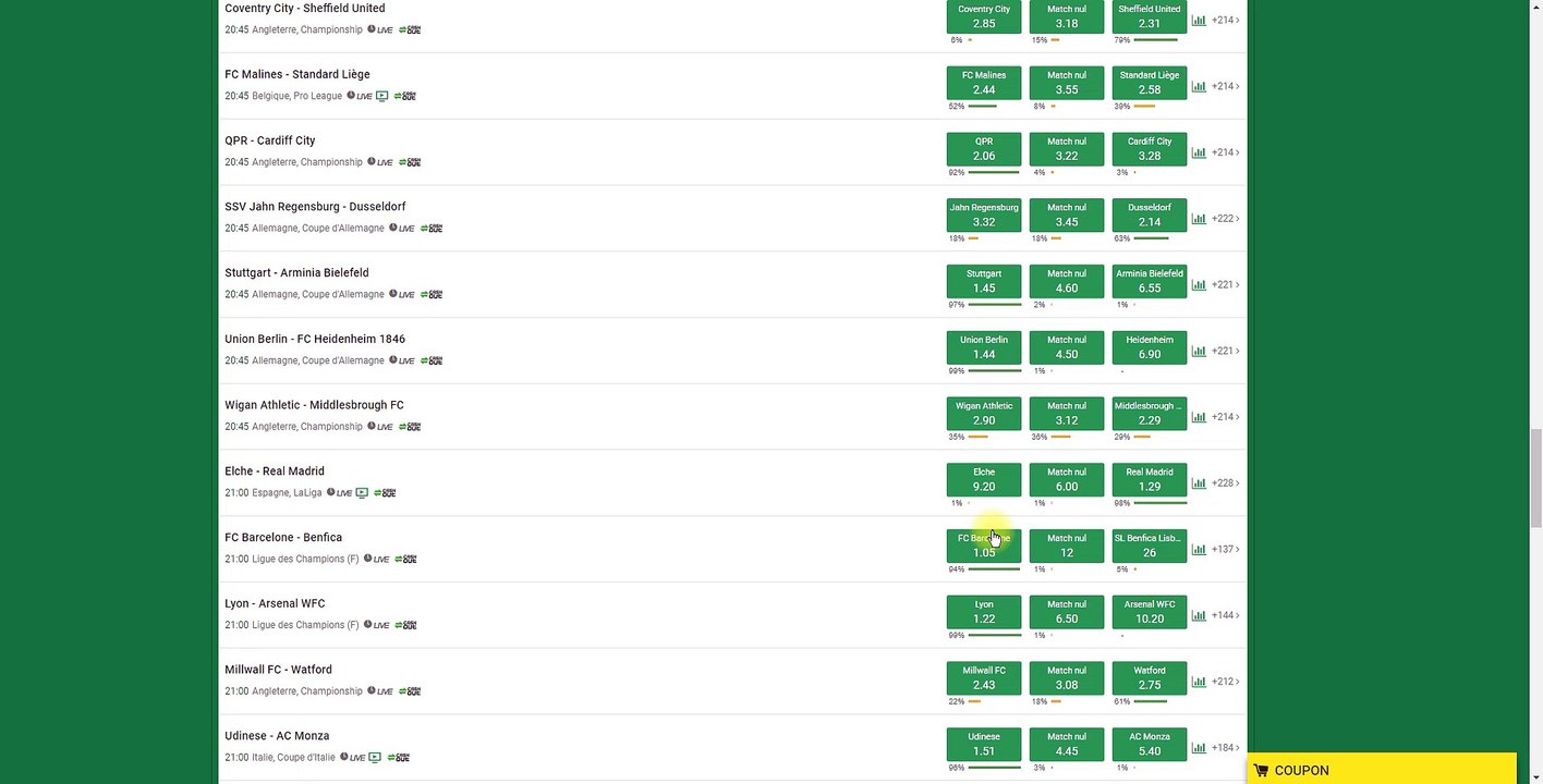 Elche - Real Madrid et  FC Barcelone - Benfica 2 MATCH  FOOT MERCREDI 19 OCTOBRE 2022