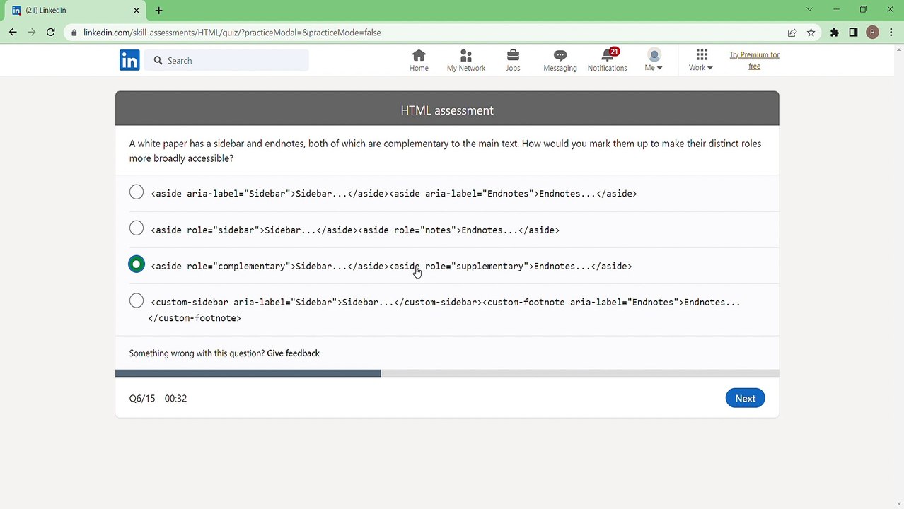 Linkedin HTML Assessment Answers 2024 | Linkedin Quiz Answers